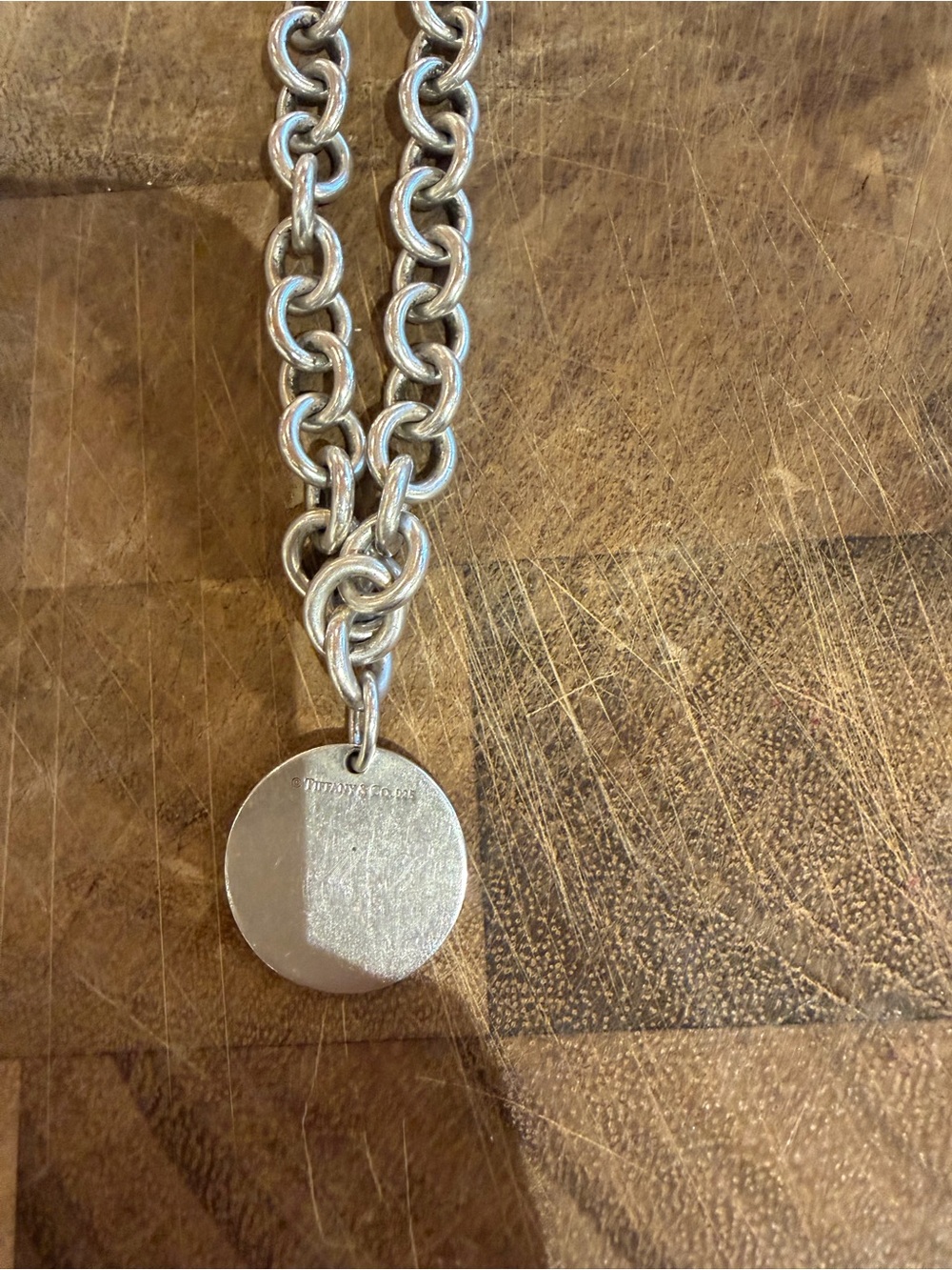 Tiffany & Co. Silver Round Tag Necklace and Bracelet Set - Picture 6 of 7